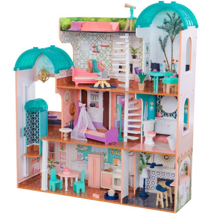 Casuta pentru papusi din lemn MDF Camila Mansion Dollhouse EZ Kraft Assembly cu Sunete si Lumini KidKraft